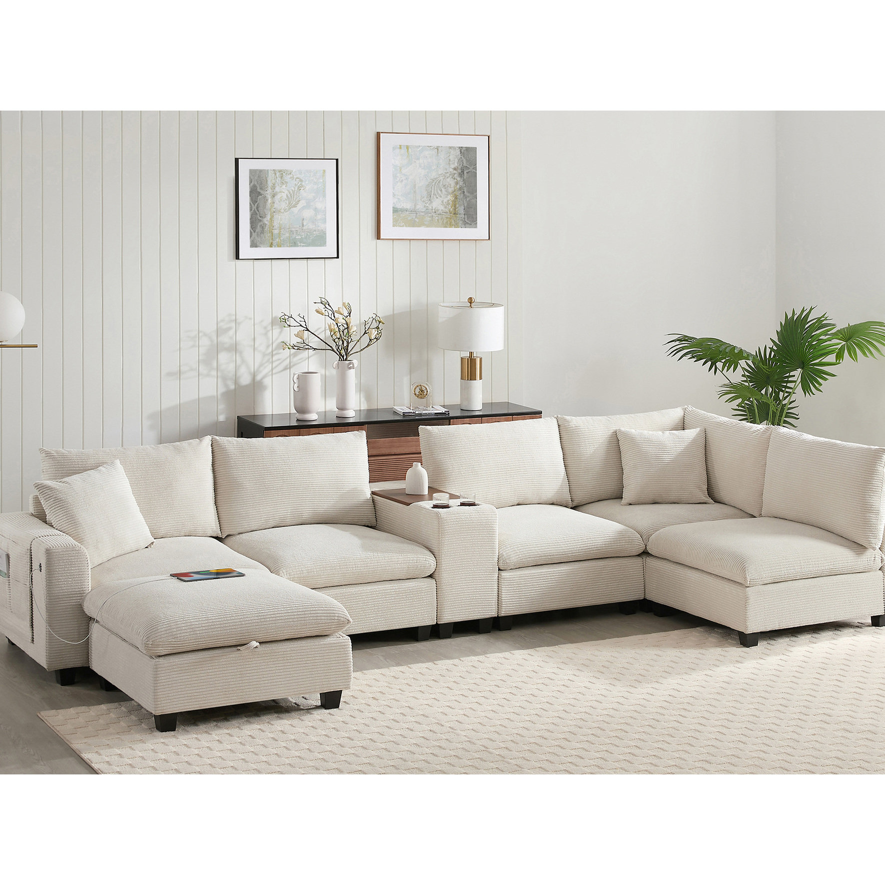 Hokku Designs Oversized 6 Seat Sectional With Storage & Console ...
