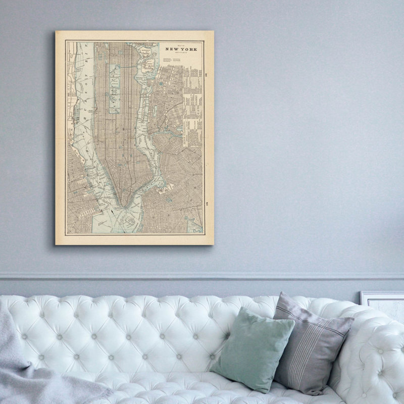  «New York City Map» par Wild Apple Portfolio, art mural sur toile, 40 po x 54 po, H 54 po x l 40 po