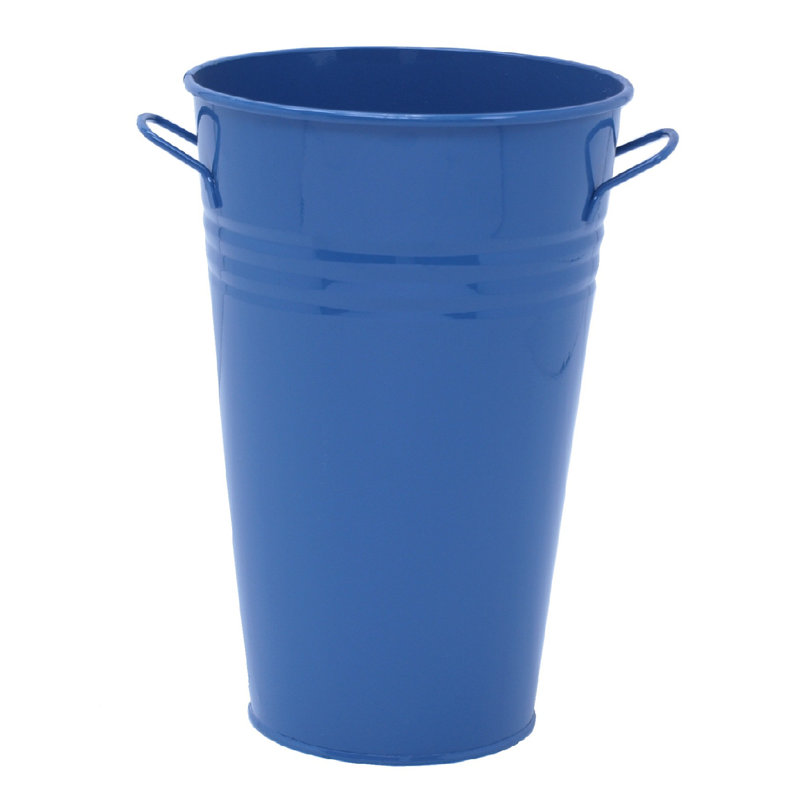 Vase de table en émail galvanisé, H 9,5 po x l 6,5 po x P 6,5 po, Bleu