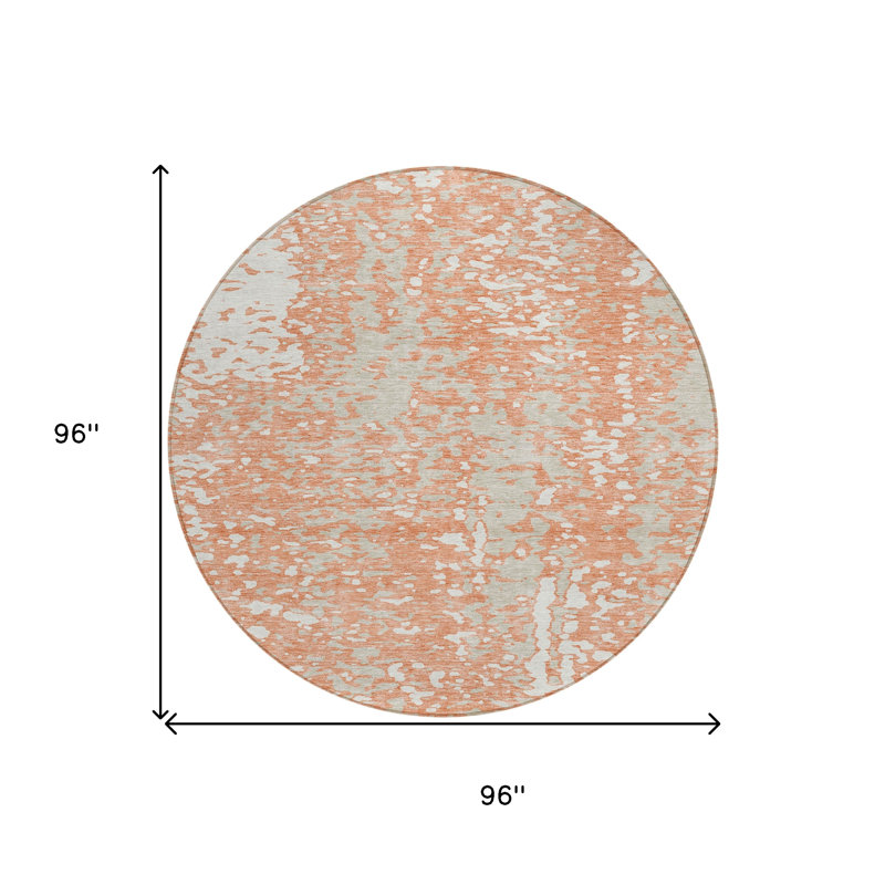 Tapis extérieur rond lavable abstrait corail et ivoire 8 pi
