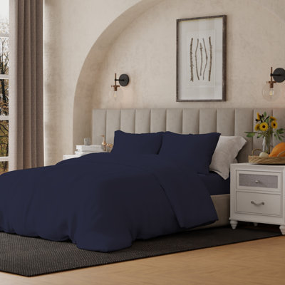 Erlis Cotton Solid Colour Duvet Cover with Pillowcases Included
