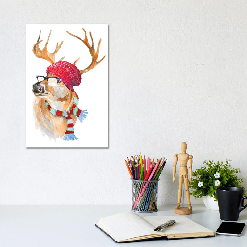 Winter Fun Deer by Lanie Loreth - Wrapped Canvas Gallery-Wrapped Canvas Giclée, 20.32 cm H x 30.48 cm W