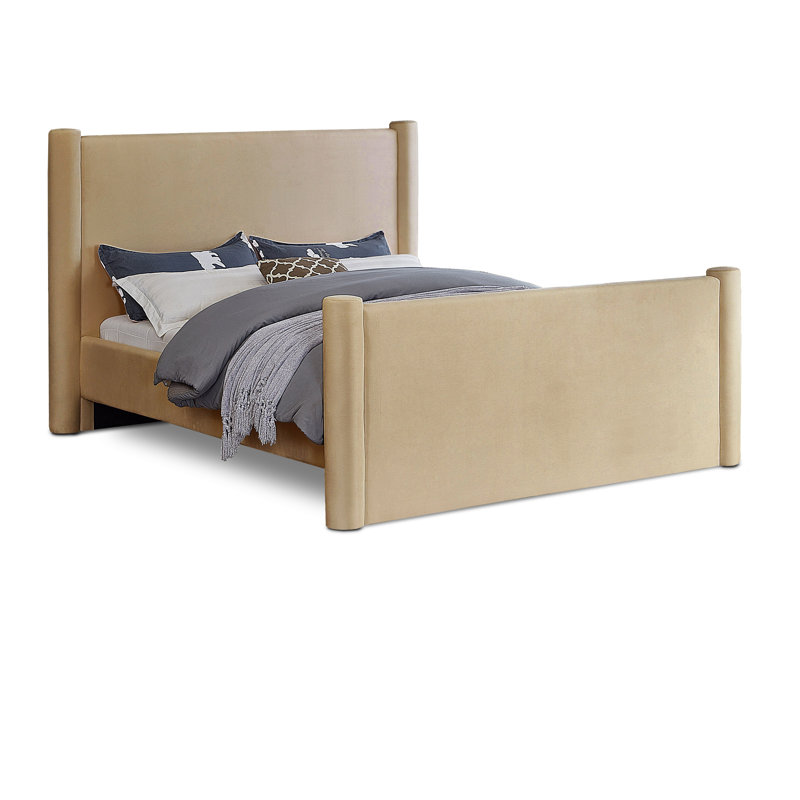 Elias Upholstered Platform Bed, Camel Velvet, Full/Double
