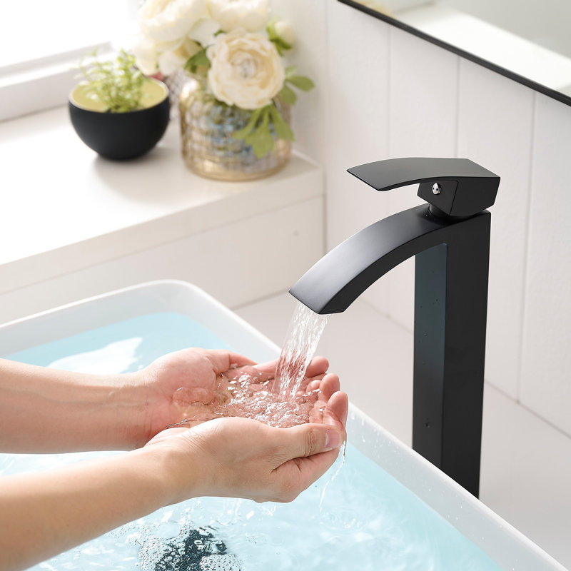 Black Single Hole Bathroom Faucet - Geometric Shape And To Fingerprint For Sink Modern Handle Corrosion Commercial Basins