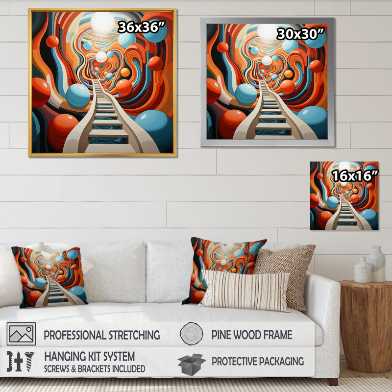 " Colourful Op Art Surrealism III ", Black Floater Framed, 30" H x 30" W x 1" D