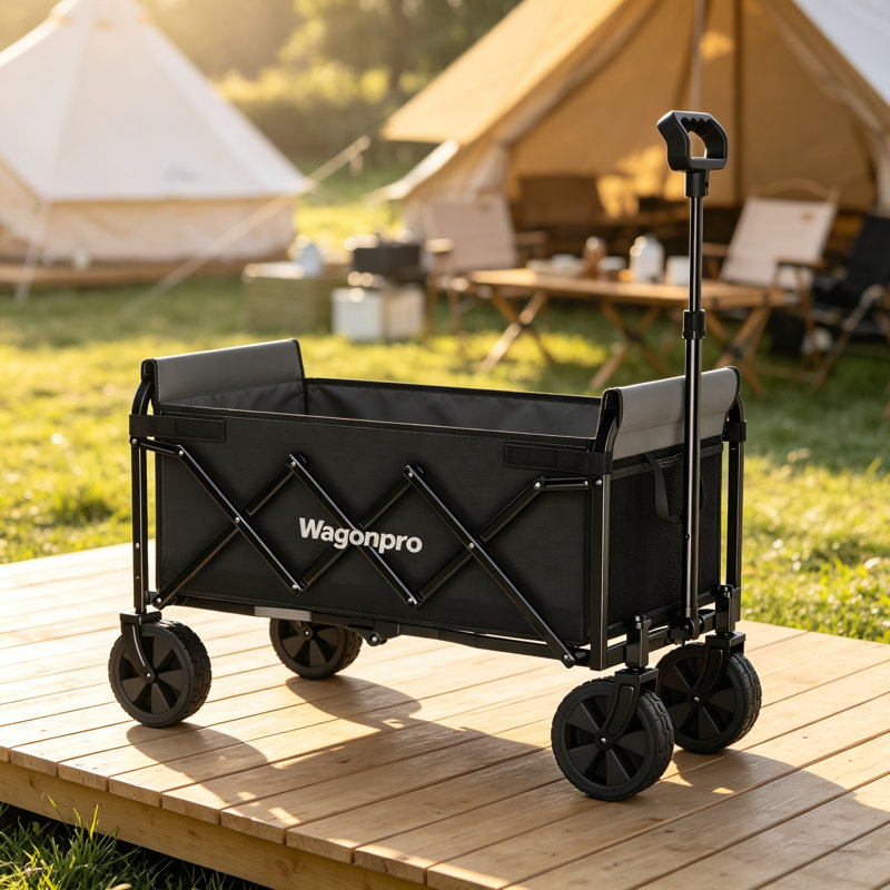 Convertible Folding Camping Wagon Cart, Black/Gray