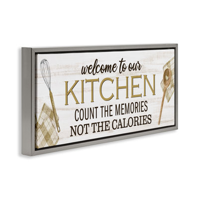 "Count Memories Not Calories", art mural sur toile flottant gris par Kim Allen