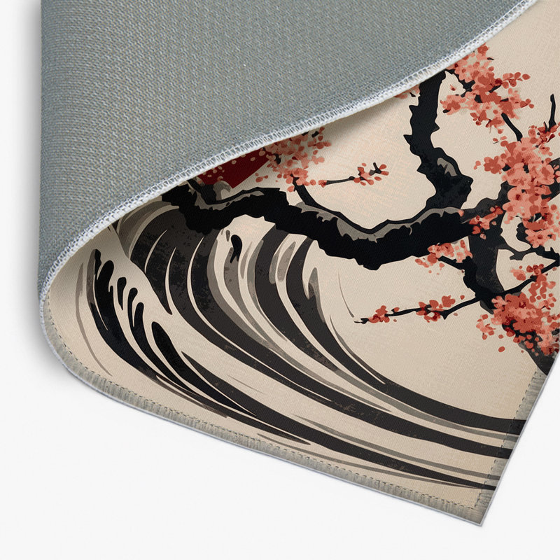 Rippling Sakura Indoor And Outdoor Area Rug, Rectangle 5' x 7'