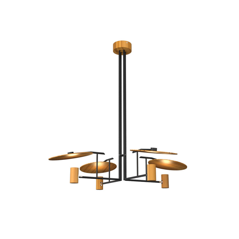 4 - Light Chandelier, Teak