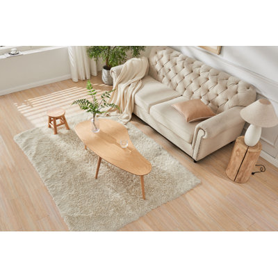 Table basse ronde pour cuisine, salle à manger, salon, chambre à coucher et restaurant, 4 pieds amovibles - naturel