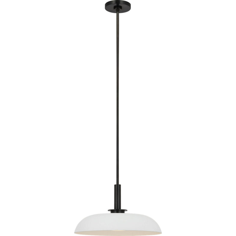 Cyrus 16" Pendant with White Glass, Bronze
