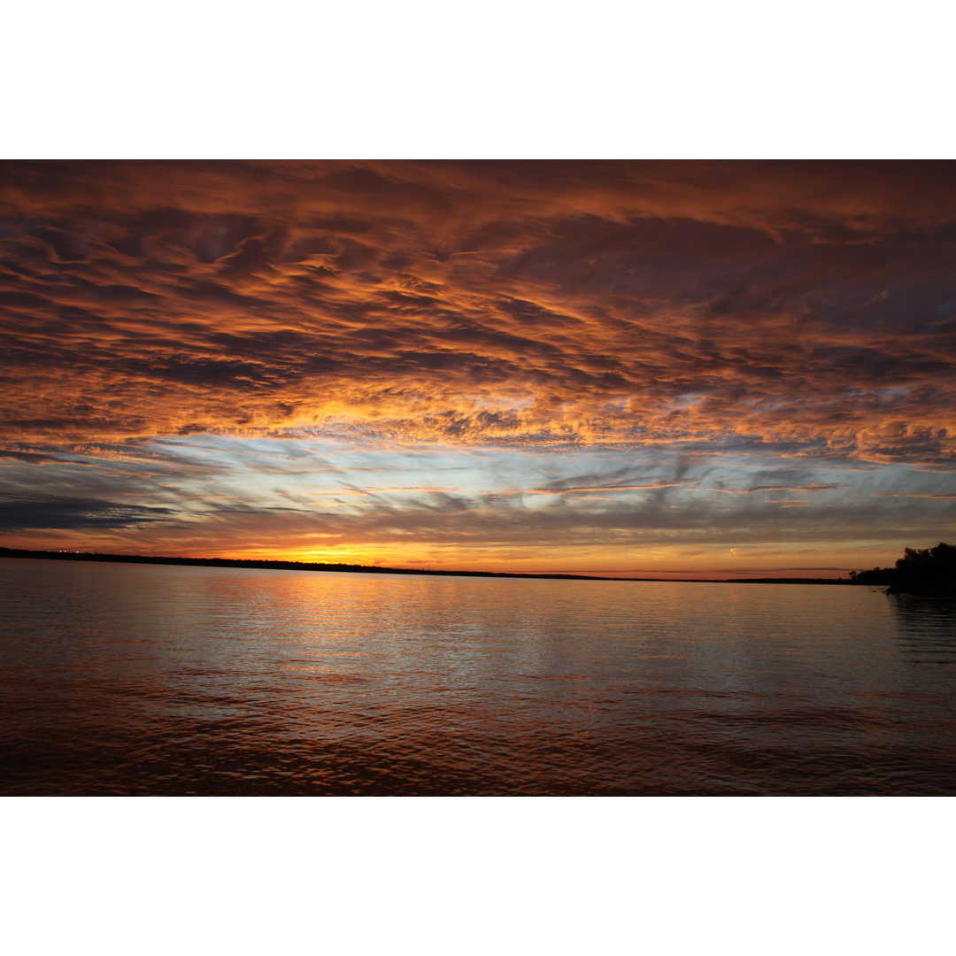 Sonnenuntergang über dem See- Leinwandbild