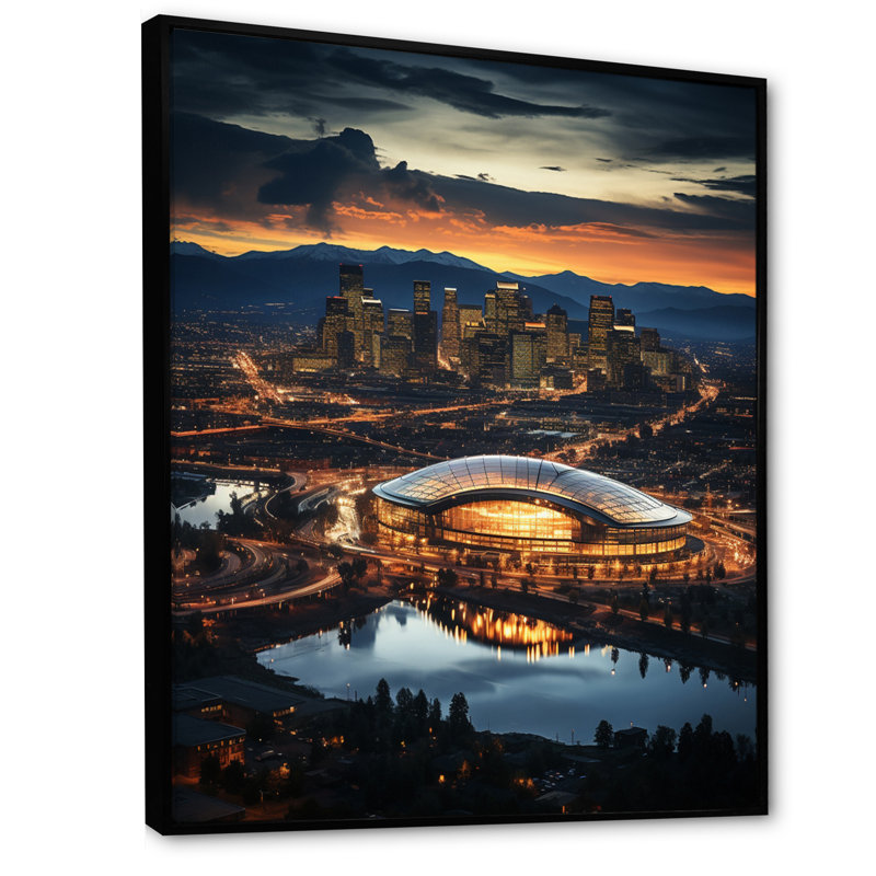 «Laneshia Denver Beautiful Cityscape In Futur», reproduction, Cadre flottant noir, H 32 po x l 16 po x P 1 po