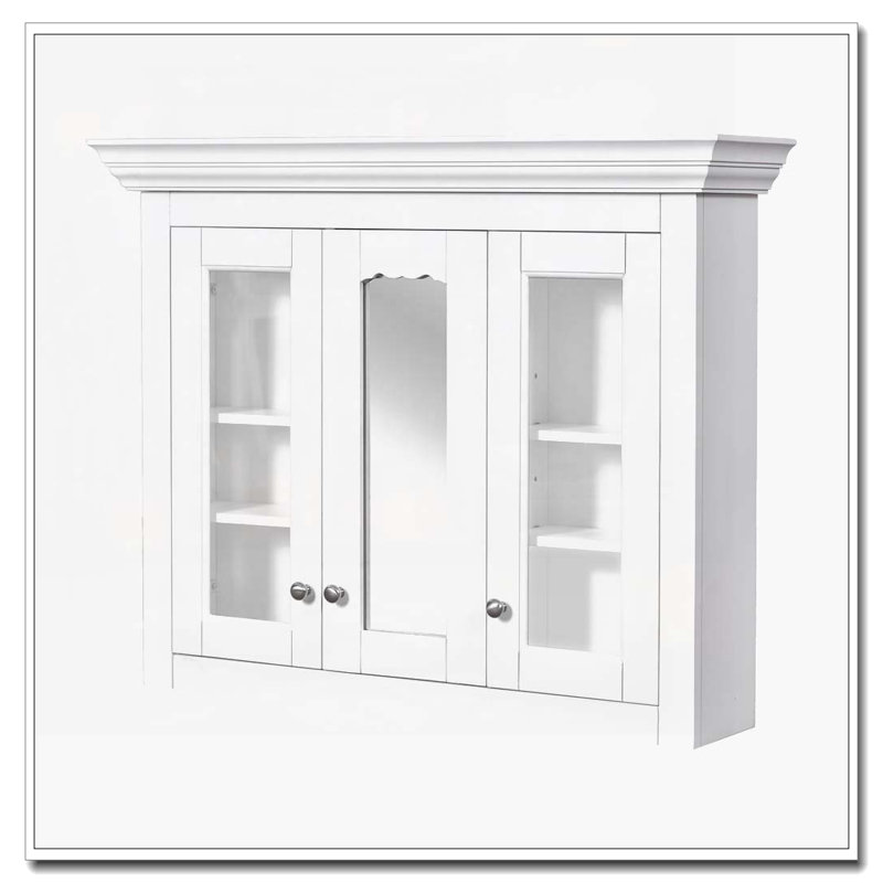 Armoire à pharmacie de 35 po avec miroir, 5 tablettes fermées et réglables