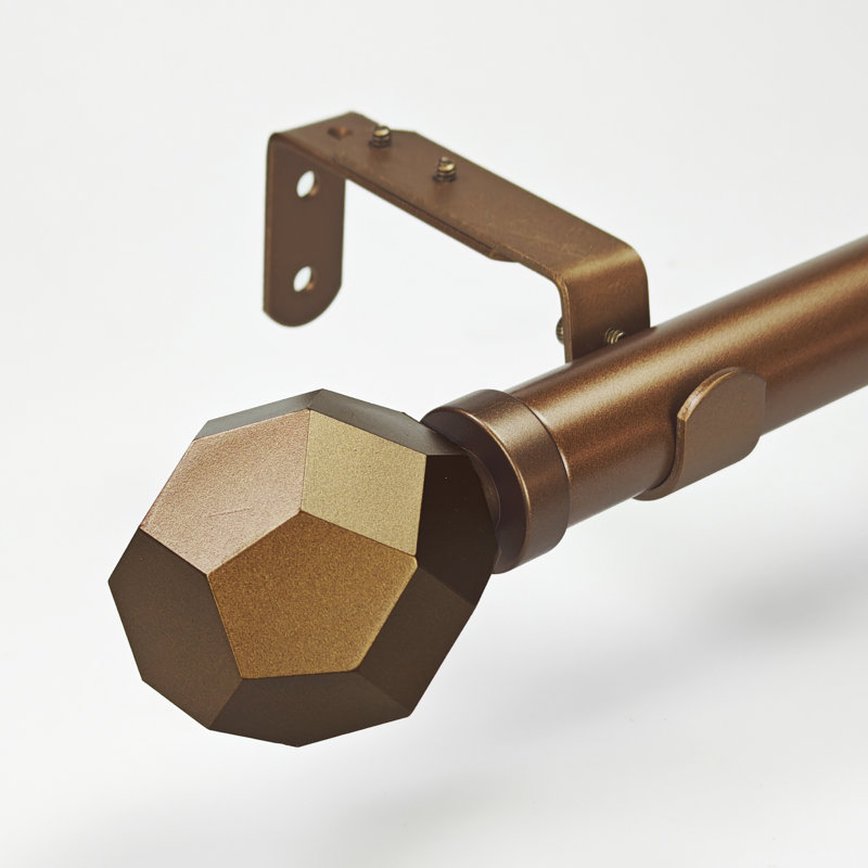 Jasmary Iron Adjustable 1.125'' Single Curtain Rod, 72" - 144", Bronze
