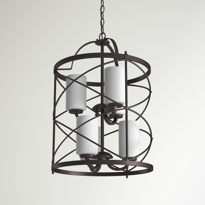 Lustre géométrique à 6 lumières Gaen, Bronze vieilli