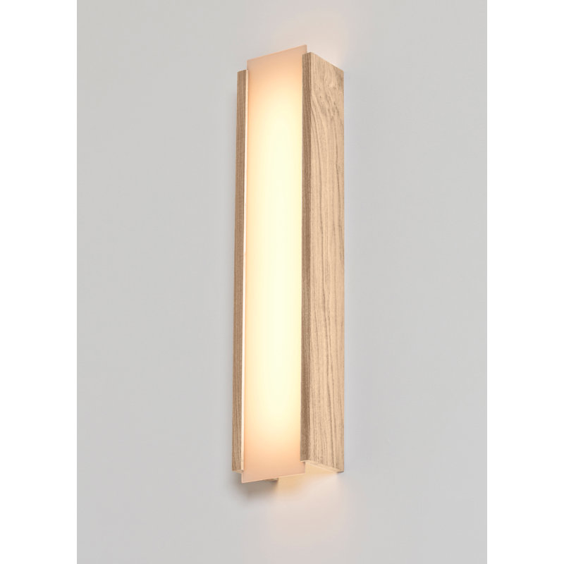 Capio Solid Wood LED Flush Mounted Sconce, Maple, 2700K (Warm) Bulb Temp., 120V, Long