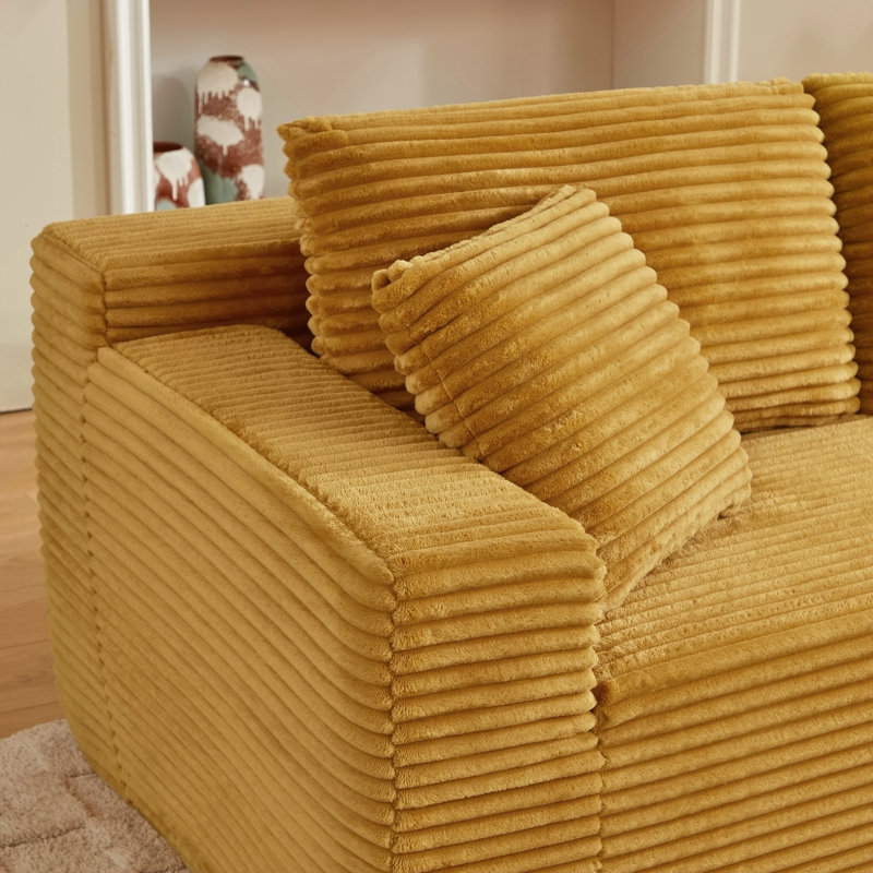 Canapé modulaire en L avec siège profond, sans assemblage requis, canapé modulaire pour salon, chambre à coucher, appartement, jaune