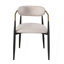 Chaise d'appoint en lin beige et finition noire, ensemble de 2