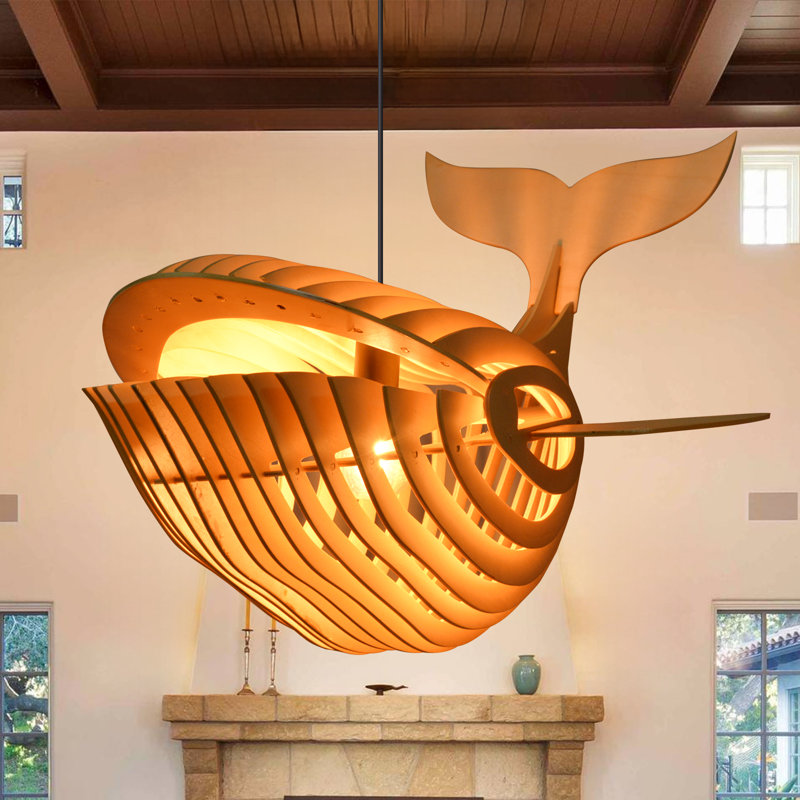 Luminaire suspendu géométrique naturel à 1 lumière, H 23,23 po x l 31,49 po x P 31,49 po