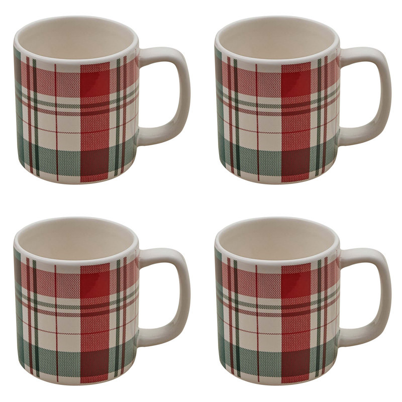 Split P Winter Botanic Plaid Mug Set - White