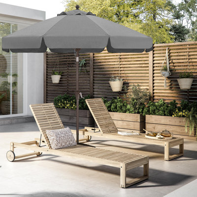 Parasol de marché en oléfine 9 'avec cantonnière festonnée et inclinaison