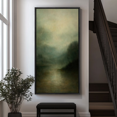 Abstract Landscape Framed Canvas Wall Art - Neutral Minimalist Print for Modern Wall Decor
