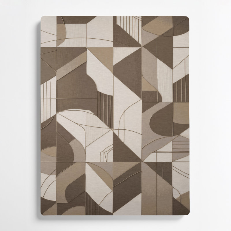 Abstrait formes 62, art mural en métal beige, H 11 po x l 14 po