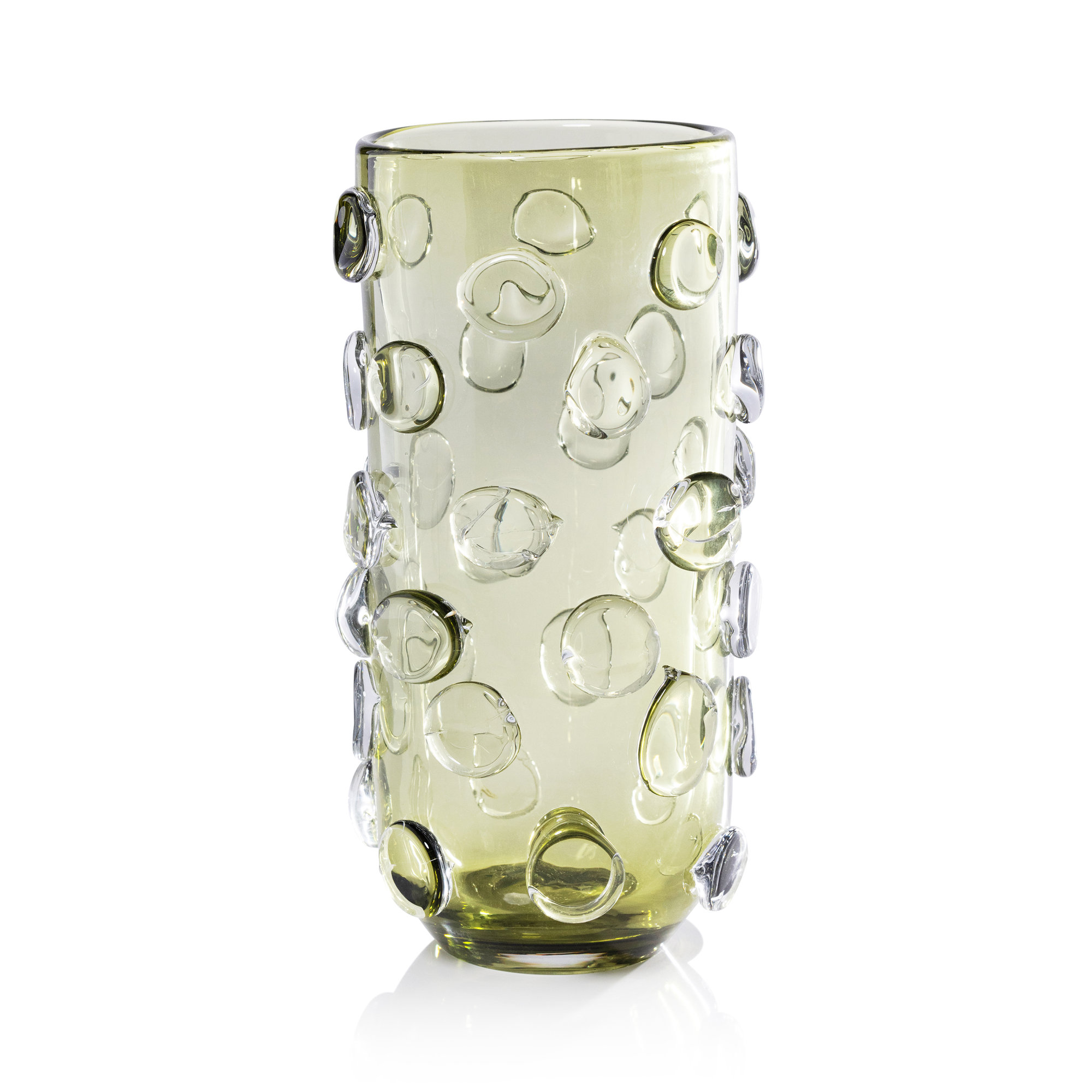 Perrin Tall Glass Vase / Hurricane, Olive Green