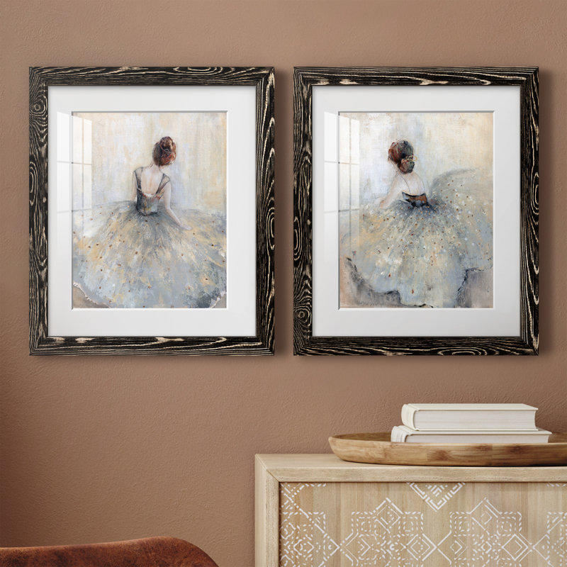 Beautiful Contemplation - ensemble de 2 peintures, H 20 po x l 34 po x P 1,5 po, Papier encadré noir