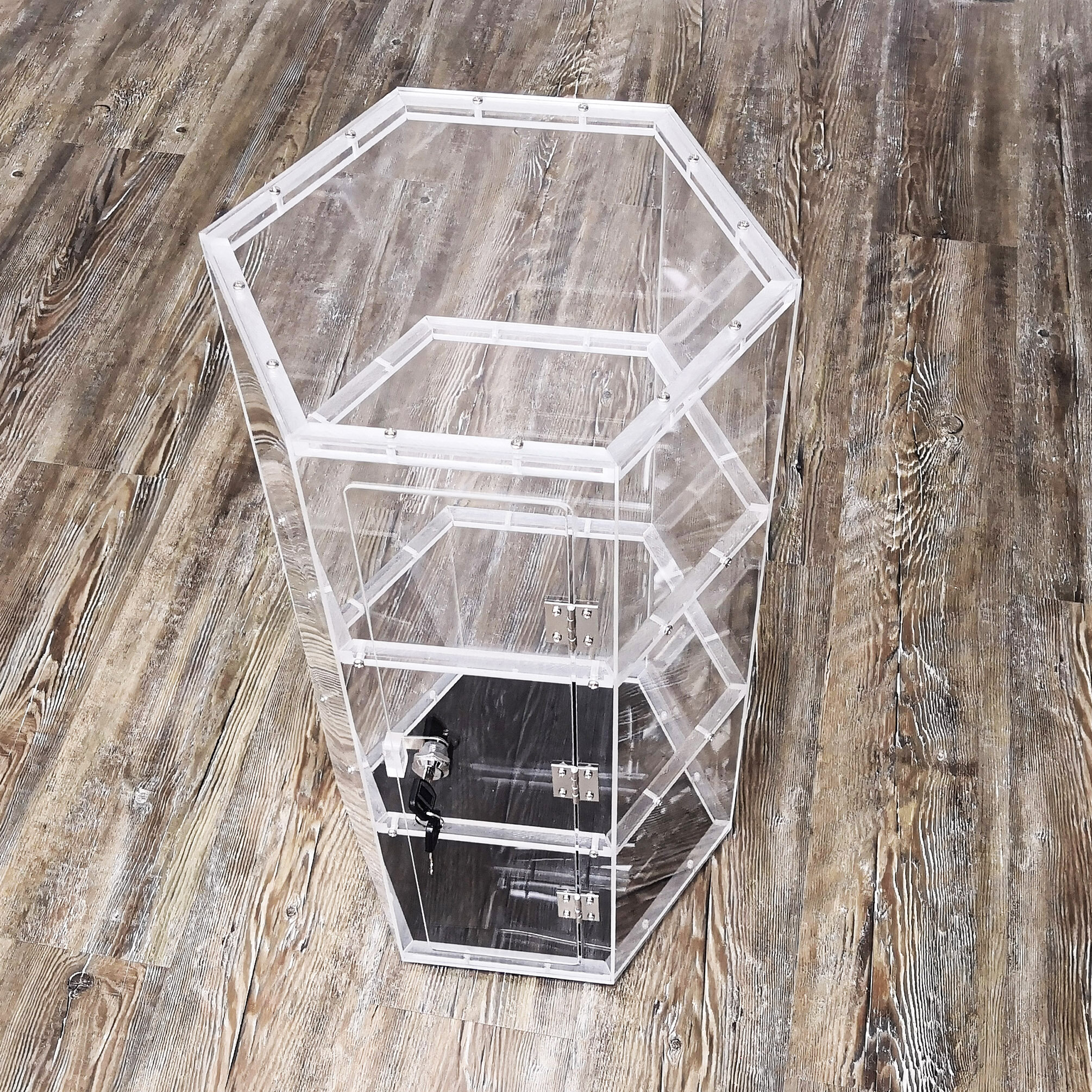 FixtureDisplays Clear Plexiglass Acrylic Spinning Cabinet Display