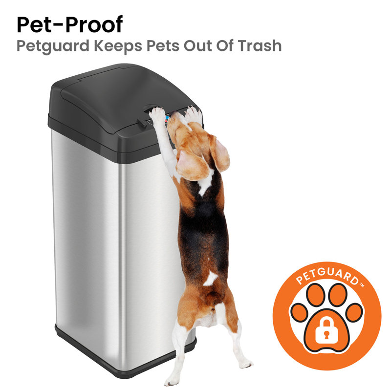 Deodorizer PetGuard Deluxe Stainless Steel 13 Gallon Motion Sensor Trash Can