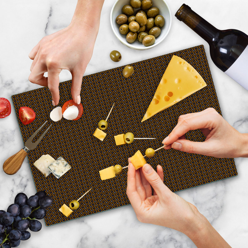 Ambesonne Abstract Cutting Board Large Size Honeycomb Design Hexagons Orange Charcoal Grey