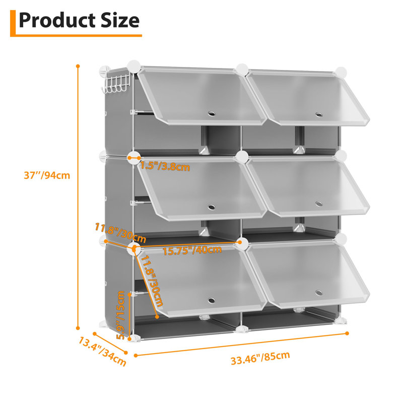 24 Pair Shoe Storage Cabinet, Grey