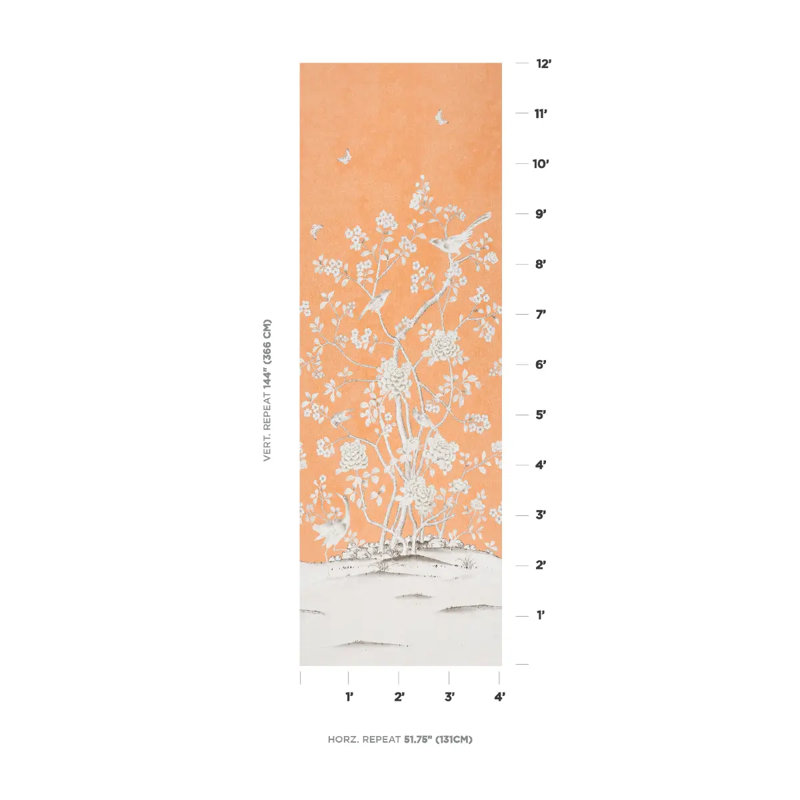 Schumacher x Mary McDonald Chinois Palais Panel, Tangerine