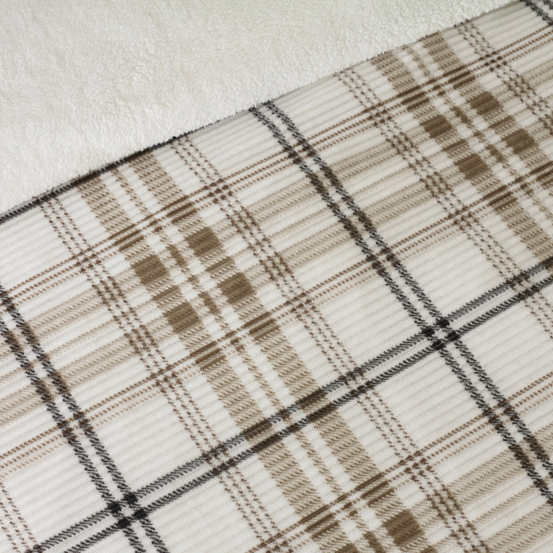 Cosy Ribbed Check Duvet Cover Set, Natural, Double