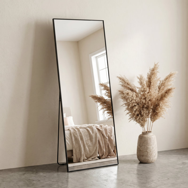 Miroir de plancher pleine longueur en aluminium, Noir