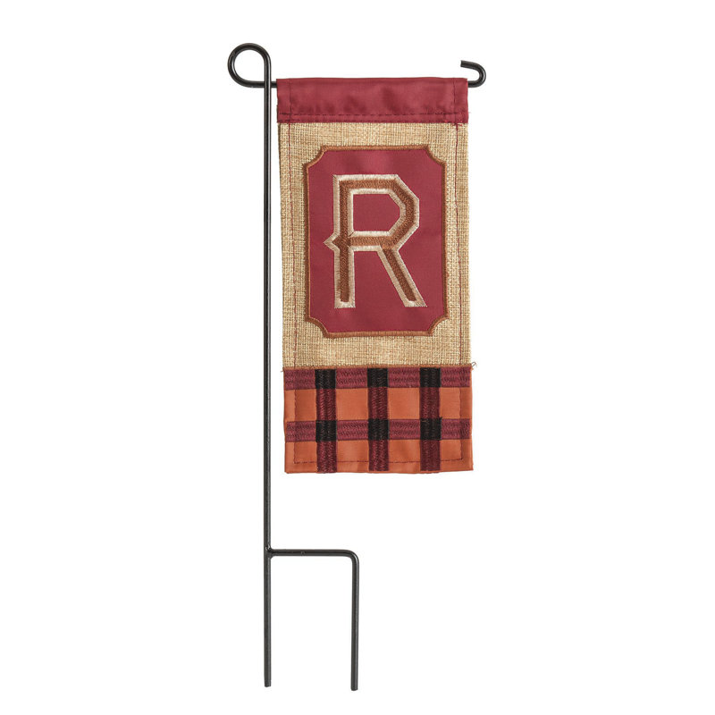 Mini drapeau monogramme de toile de jute d'automne 4 x 8,5, R