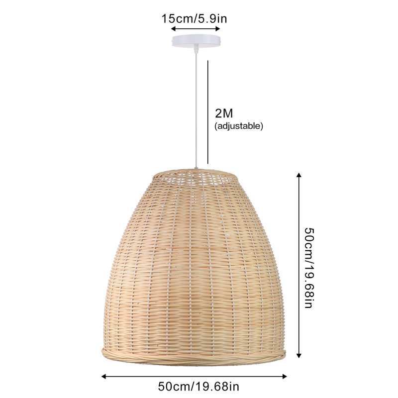 Luminaire suspendu dôme en rotin naturel naturel