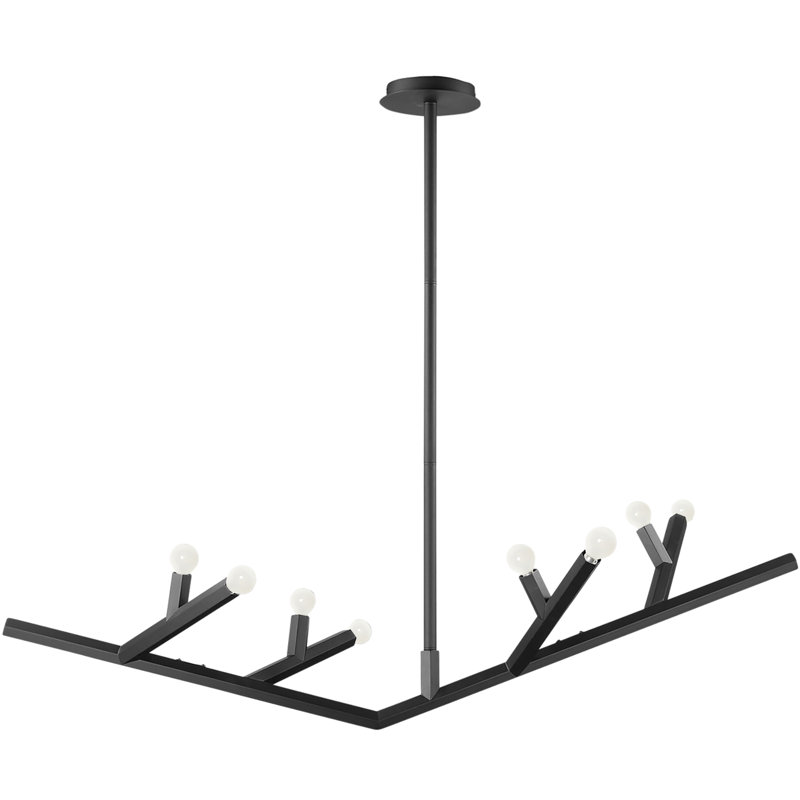 8 - Light Dimmable Modern Linear Chandelier, Matte Black