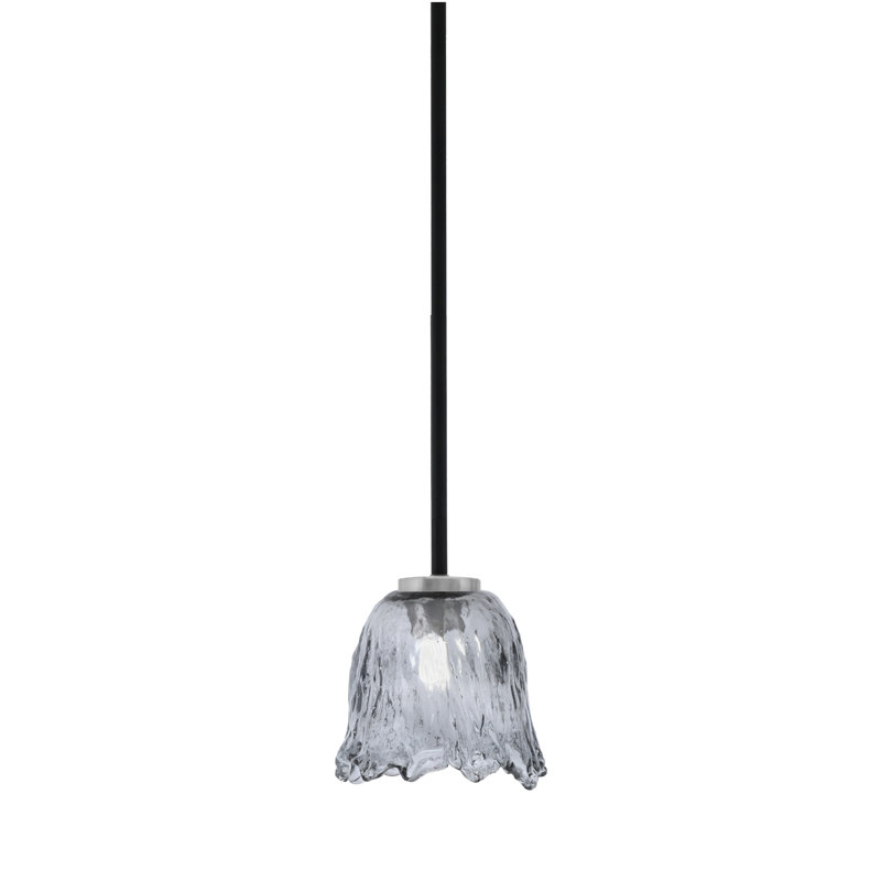 Mini suspension Appleby Stem présentée en finition noir mat et graphite avec verre lave fumé de 18 cm