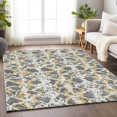 Tapis gris Prisco lavable à la machine de qualité supérieure