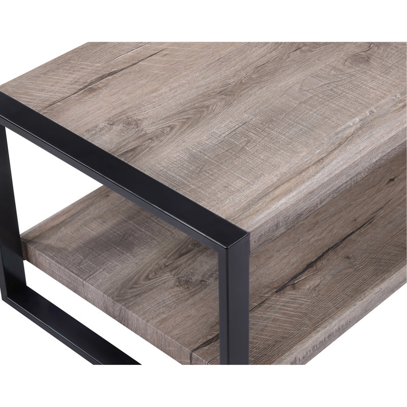 Table de bout rustique avec rangement double pour espace de vie