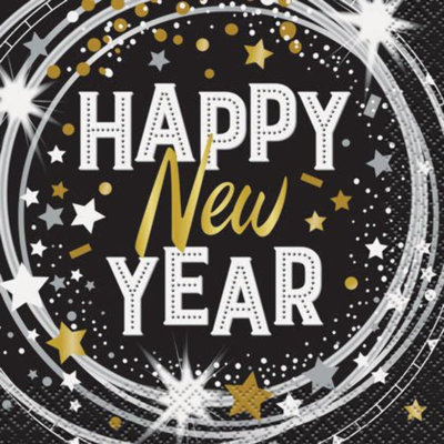 Happy New Year Paper Beverage Napkins -  16 Count - Ideal Party Napkins For Festive Celebrations