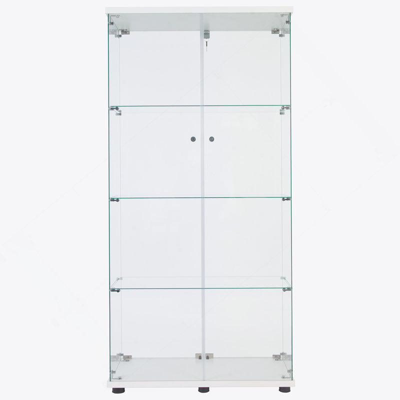 Armoire en verre à DEL à deux portes avec 4 tablettes pour exposer des objets de collection précieux, idéale pour un usage domestique et commercial