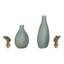 Ensemble de 2 vases décoratifs modernes en verre en forme de larme pour la décoration intérieure - Vases hauts contemporains pour la mise en valeur de la table - Lot de 2, 35,5 cm et 28 cm, vert et argent