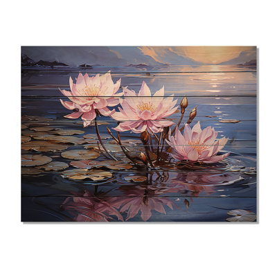 Riverside Blooms Flowers On River II - Flower On Wood Print