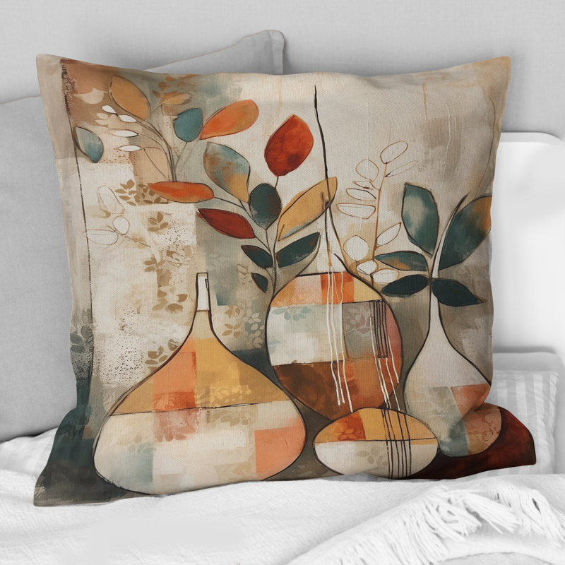 Coussin décoratif vert et beige