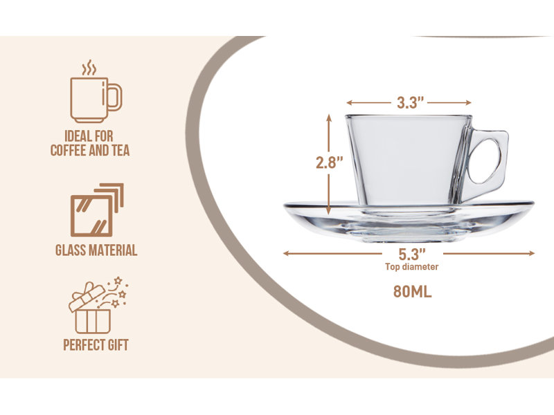 Hidayaah 6.42oz. 100% Glass Drinking Glass Set