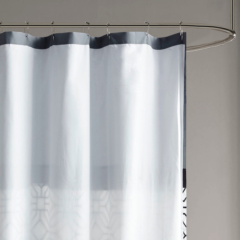 Rideau de douche brodé et découpé, Géométrique gris / noir